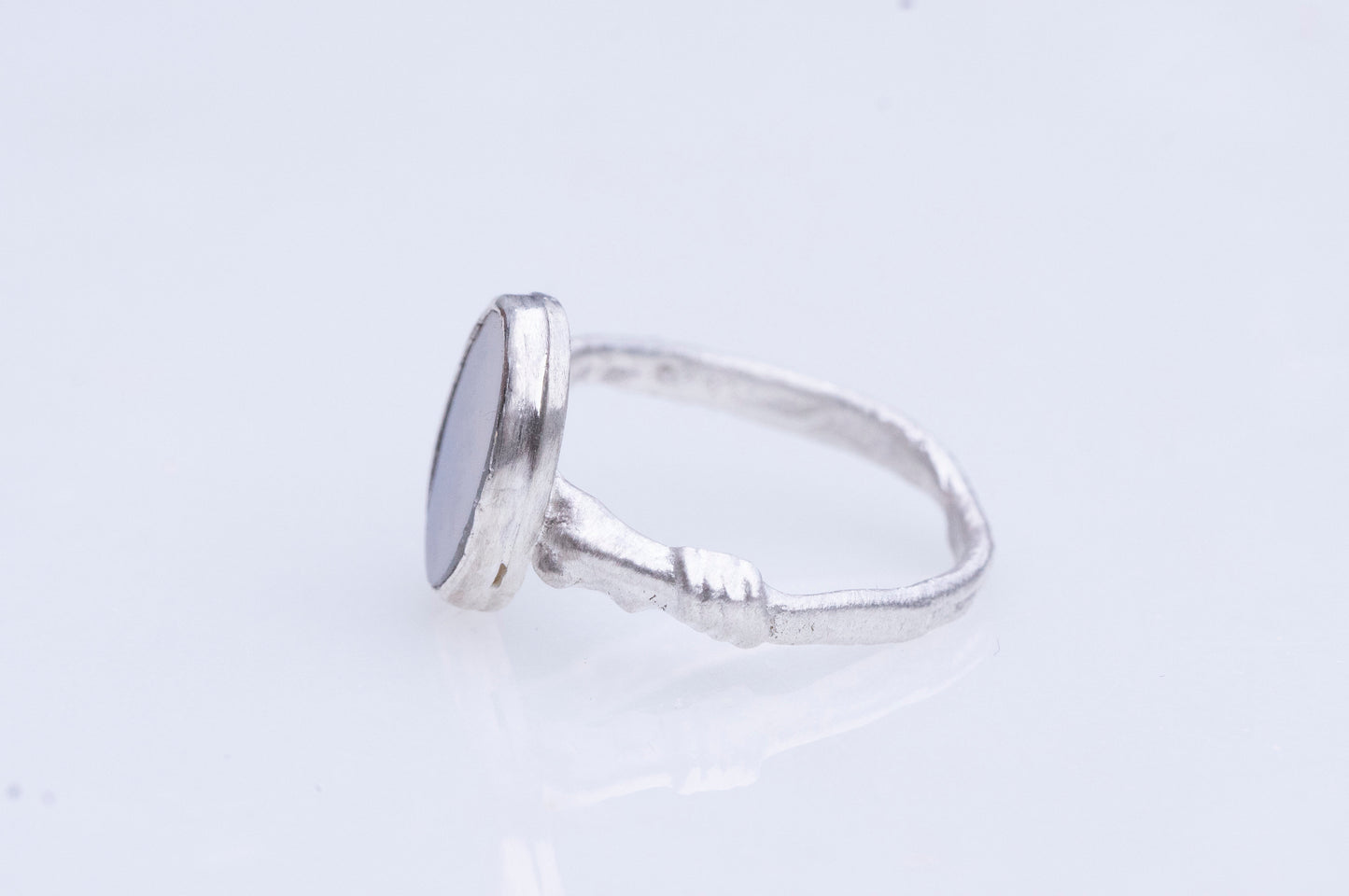 Dendritic agate sterling silver twig ring
