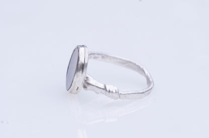 Dendritic agate sterling silver twig ring