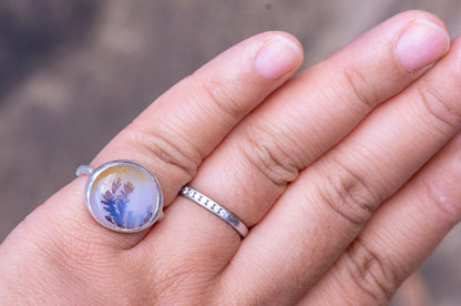 Dendritic agate twig ring