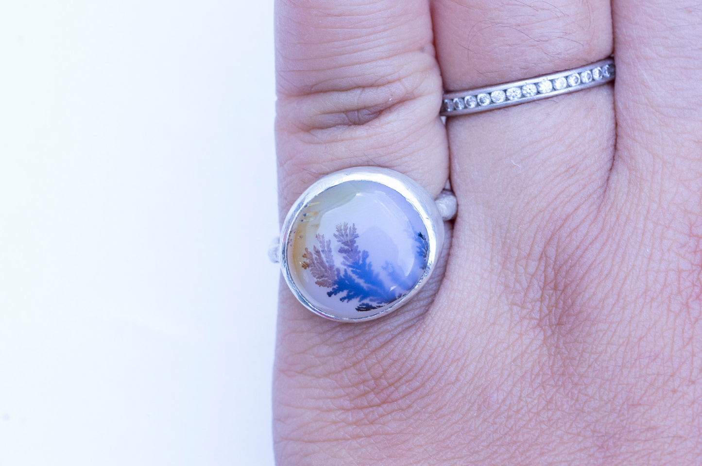 Dendritic agate twig ring