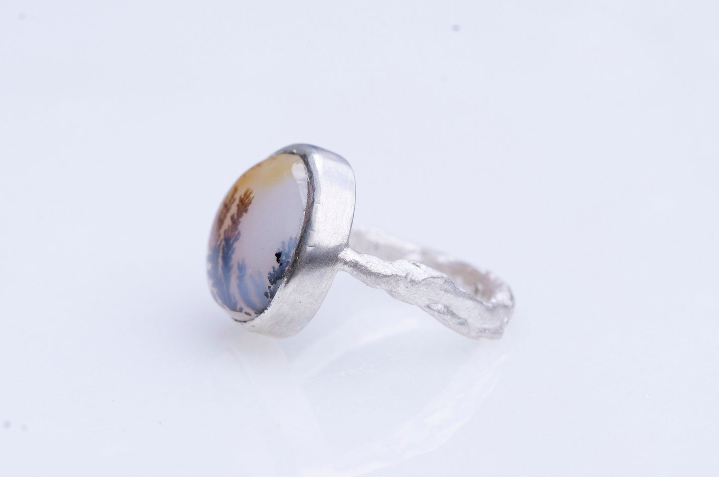 Dendritic agate twig ring