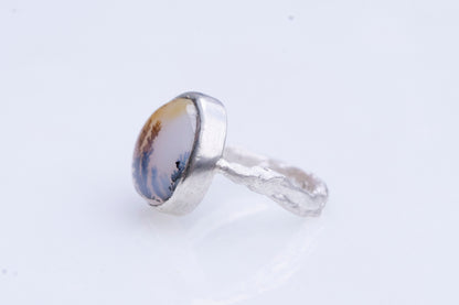 Dendritic agate twig ring