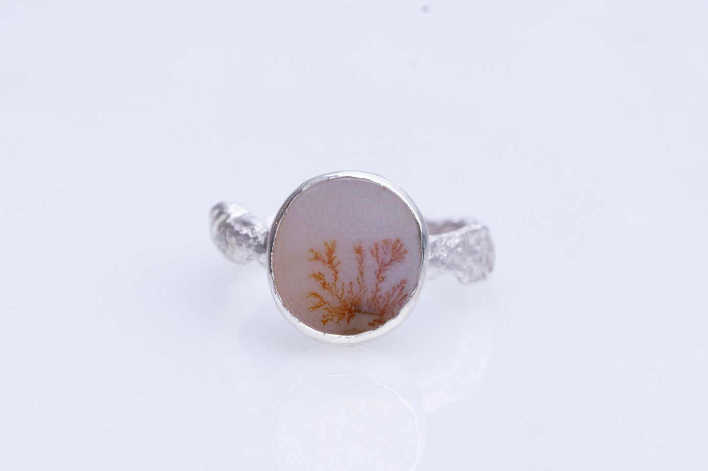 Dendritic agate twig textured branch ring