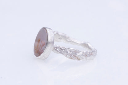 Dendritic agate twig textured branch ring