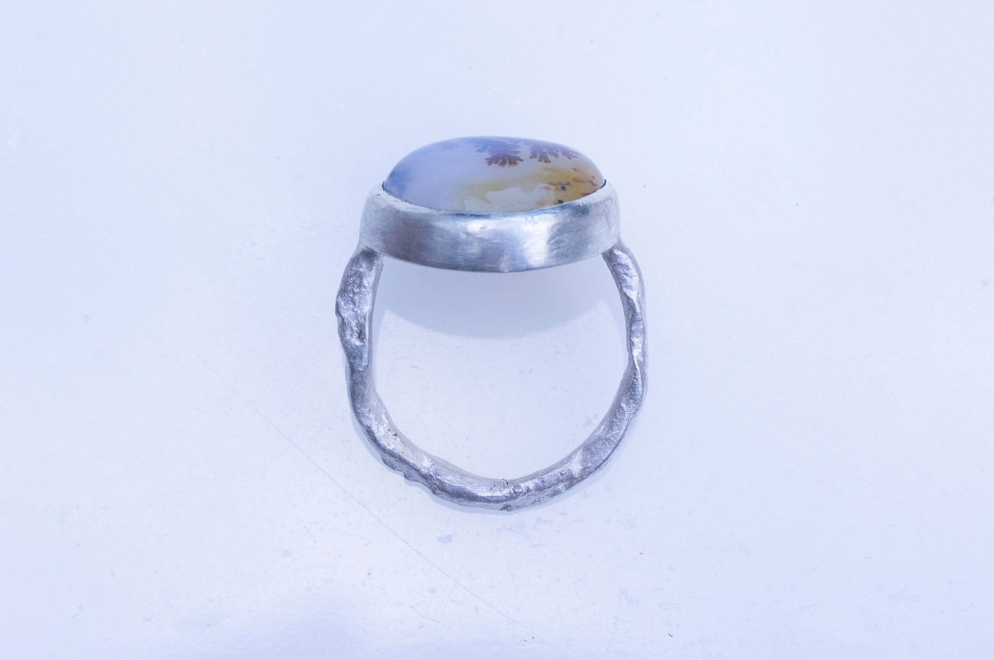 Dendritic agate twig ring