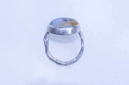 Dendritic agate twig ring