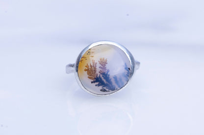 Dendritic agate twig ring