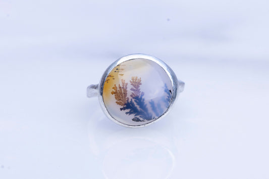 Dendritic agate twig ring