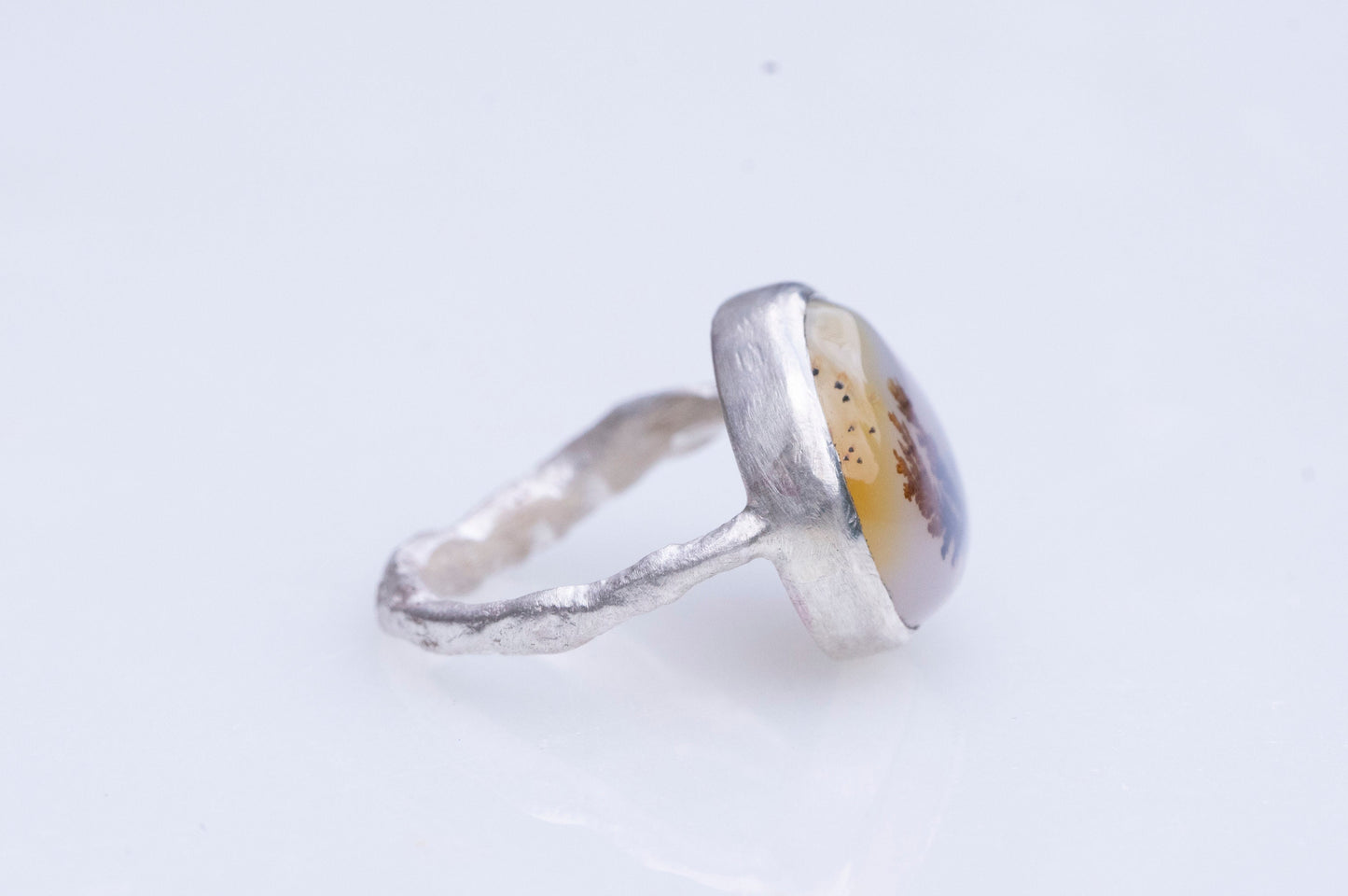 Dendritic agate twig ring