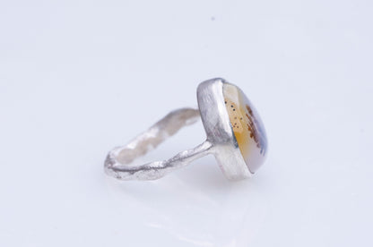 Dendritic agate twig ring