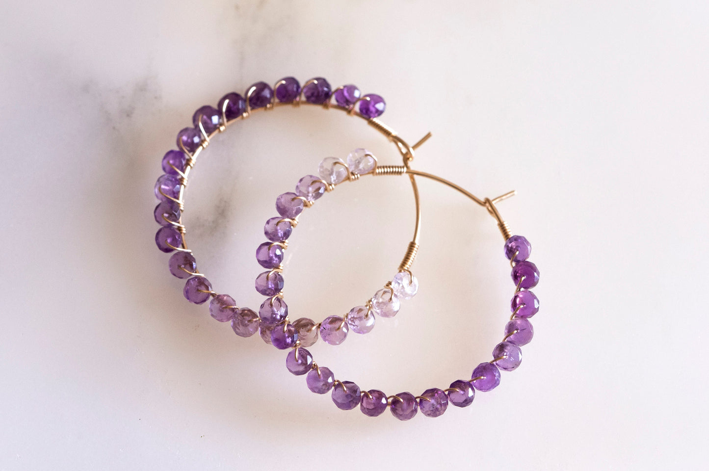 Ombre amethyst hoop earrings