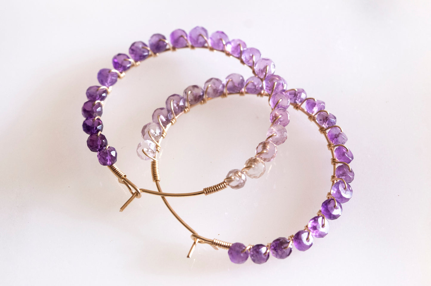Ombre amethyst hoop earrings