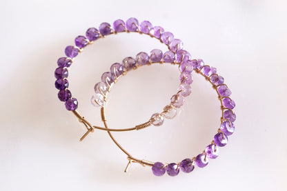 Ombre amethyst hoop earrings