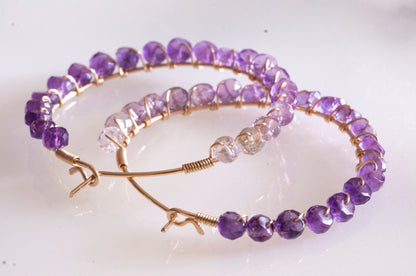 Ombre amethyst hoop earrings