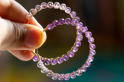 Ombre amethyst hoop earrings
