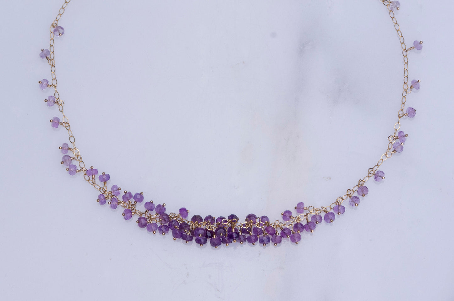 Amethyst gold filled cluster necklace
