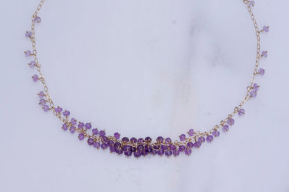 Amethyst gold filled cluster necklace