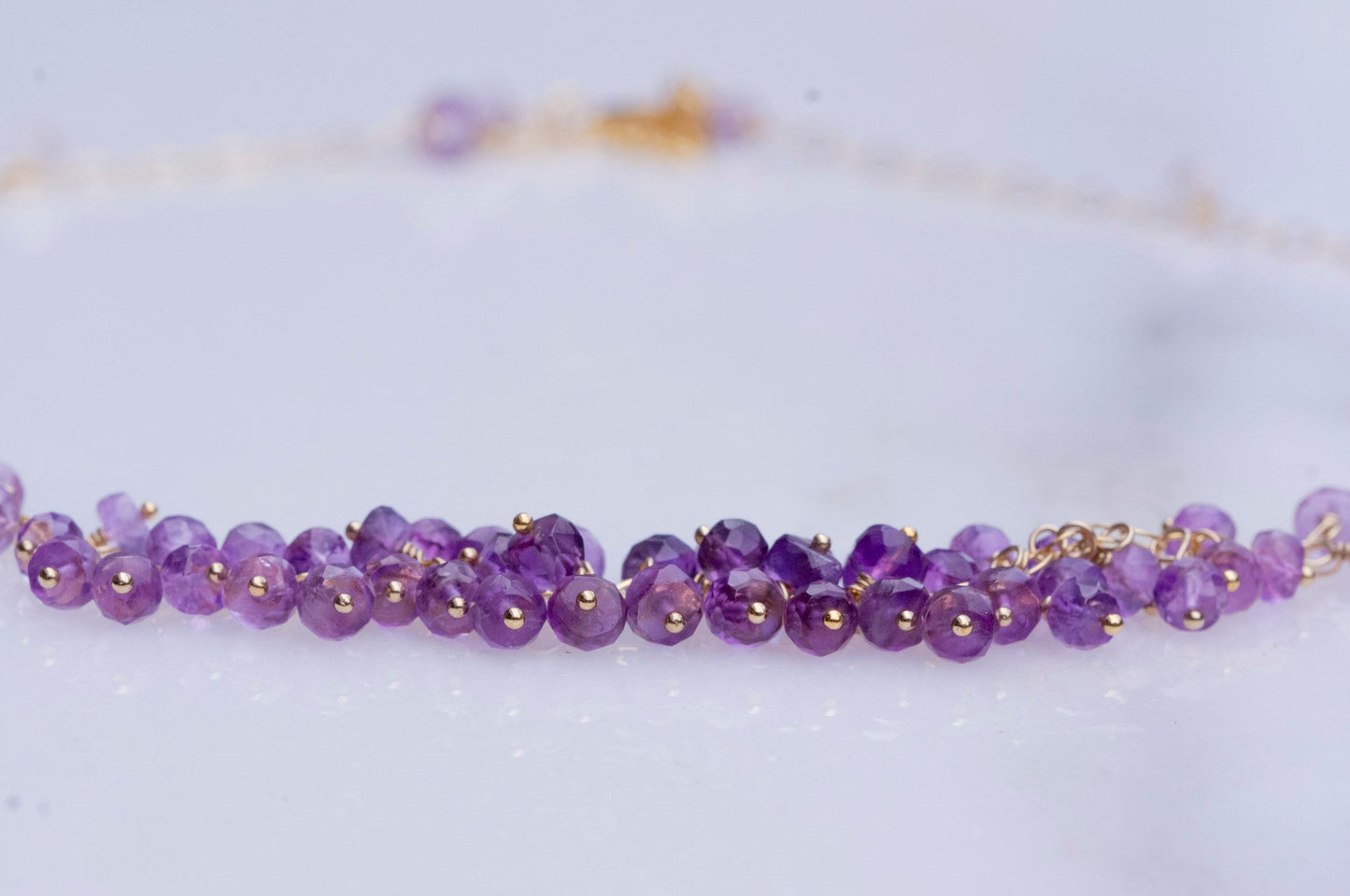 Amethyst gold filled cluster necklace