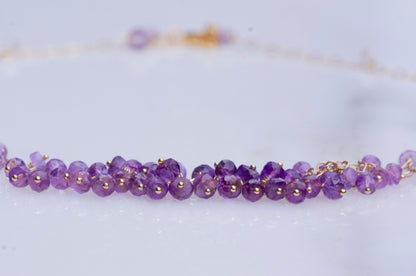 Amethyst gold filled cluster necklace