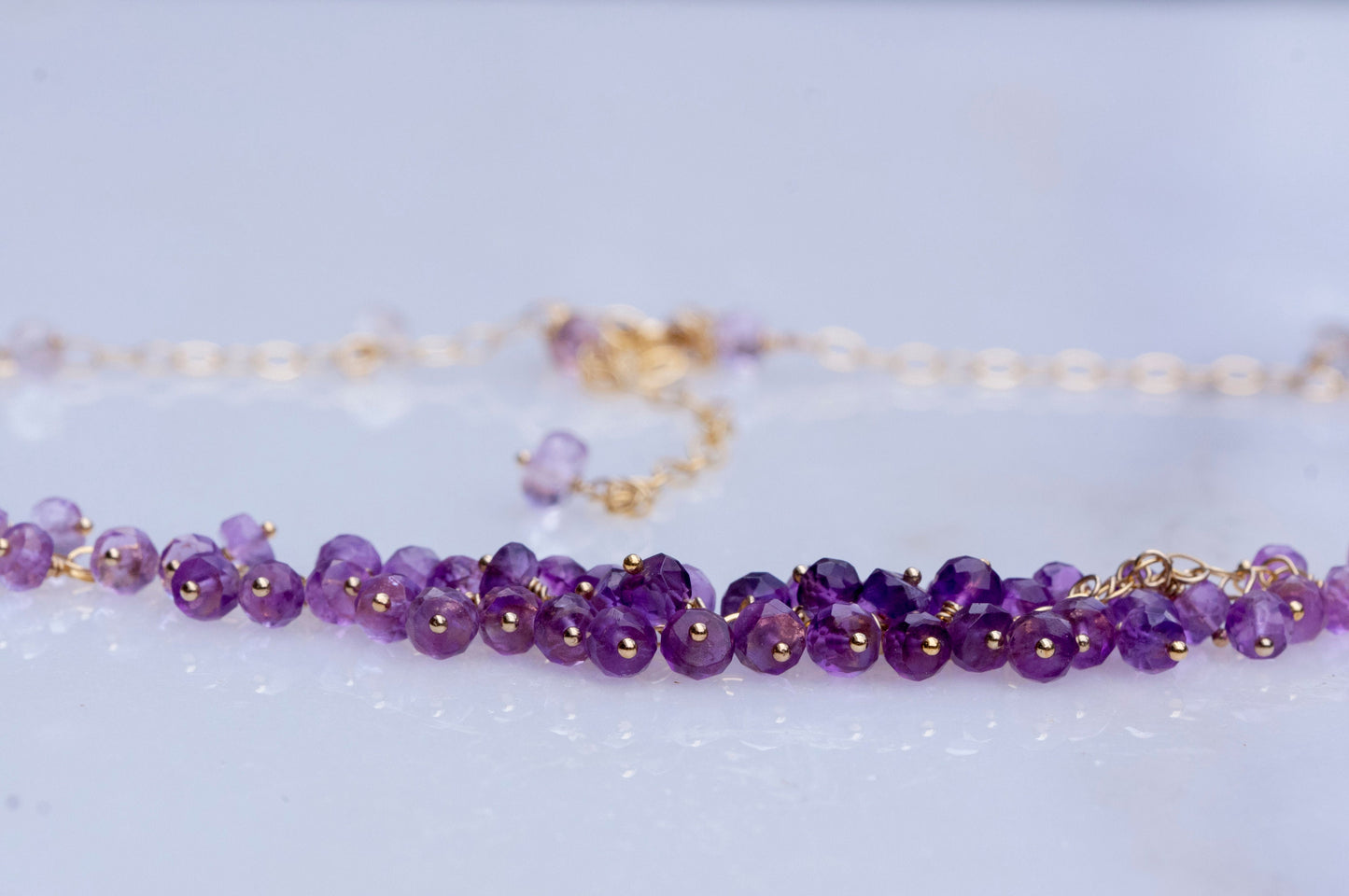 Amethyst gold filled cluster necklace