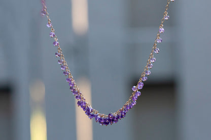 Amethyst gold filled cluster necklace