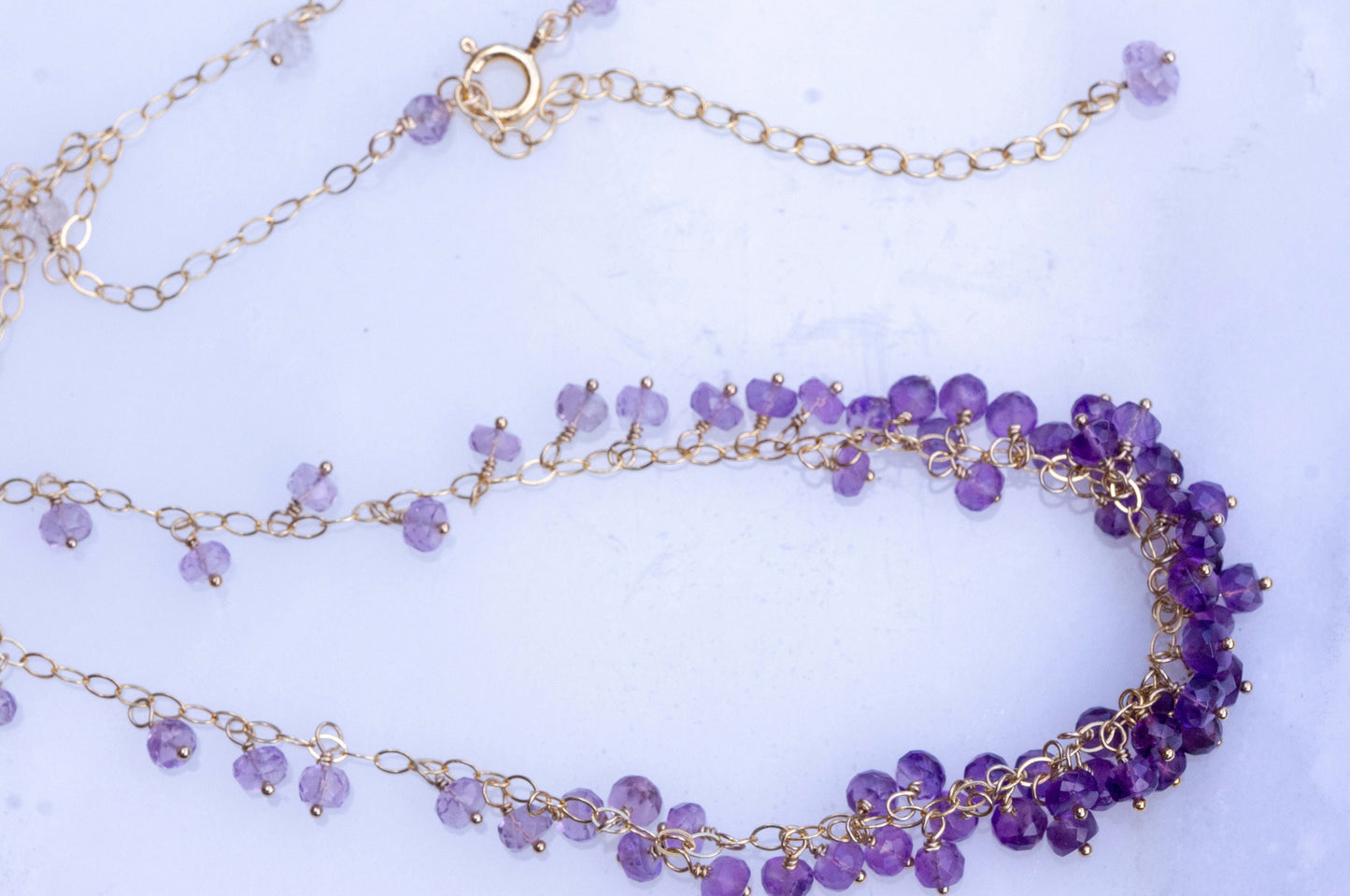 Amethyst gold filled cluster necklace