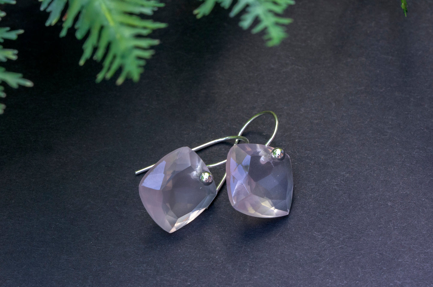 Rose quartz minimalist dangle earrings
