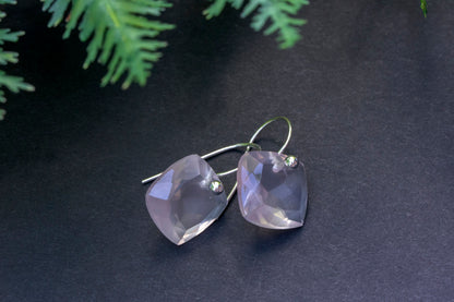 Rose quartz minimalist dangle earrings