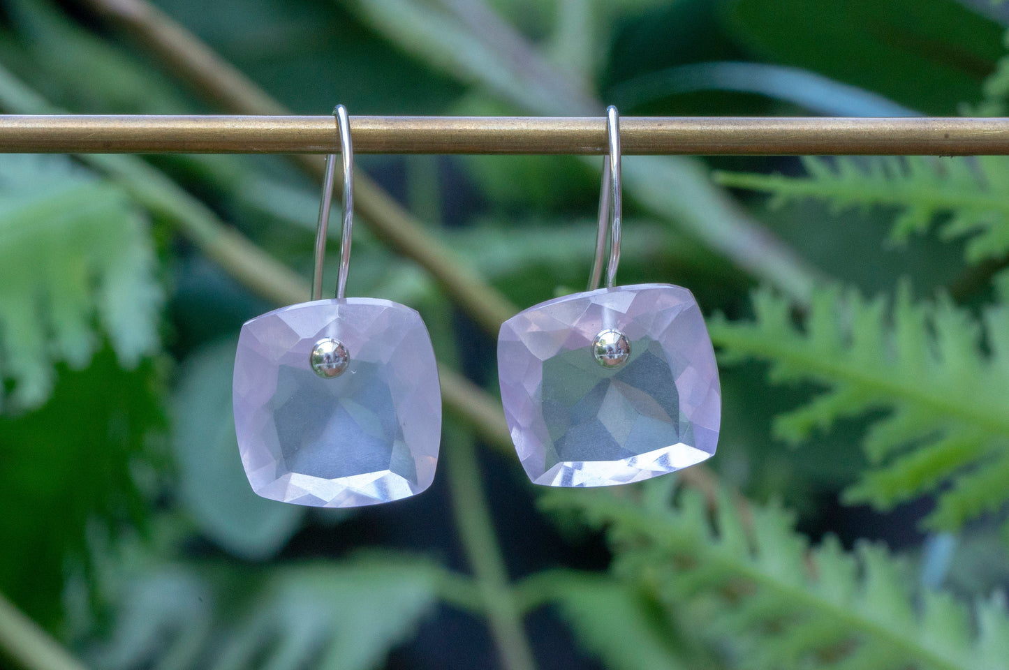 Rose quartz minimalist dangle earrings