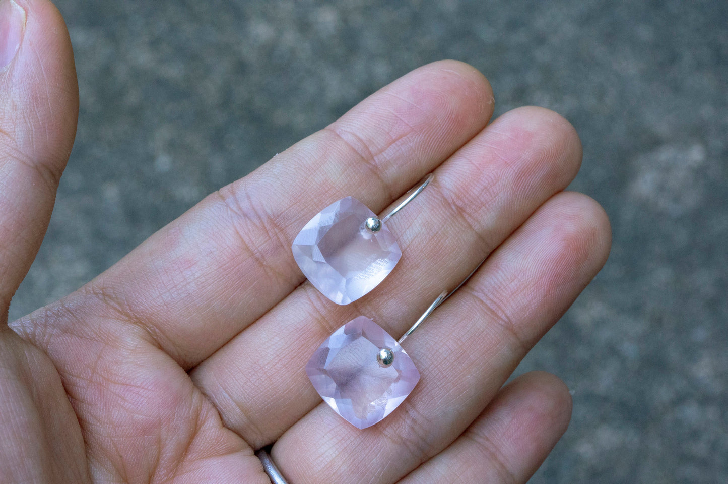 Rose quartz minimalist dangle earrings