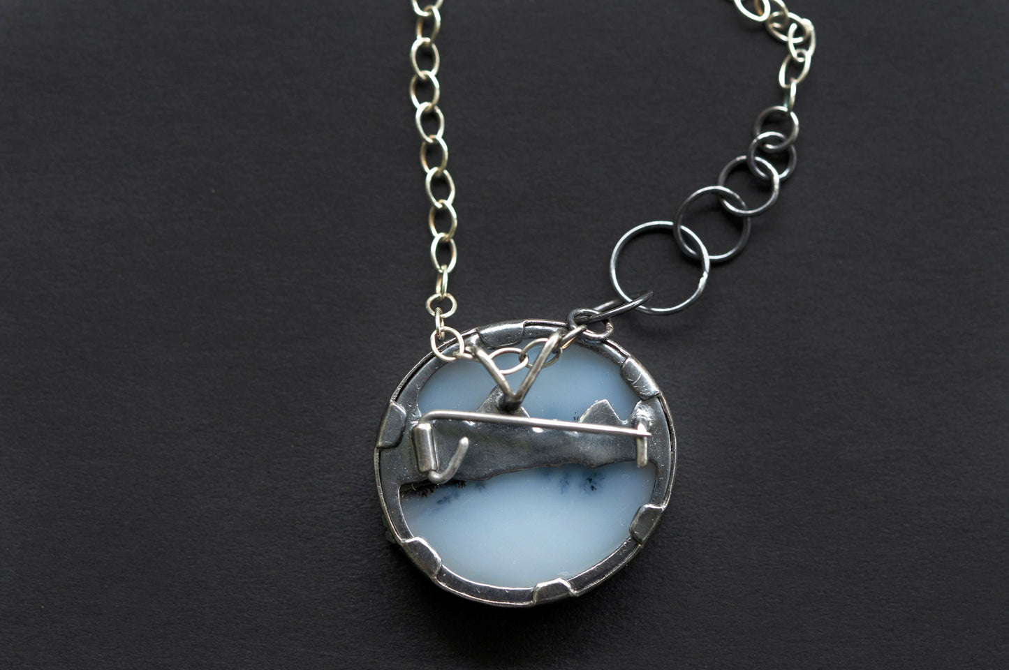 "Row your boat" dendritic agate brooch and necklace