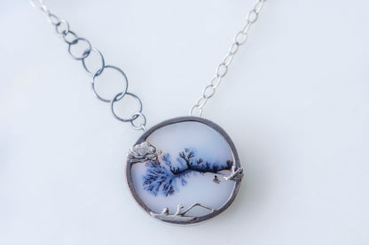 "Row your boat" dendritic agate brooch and necklace