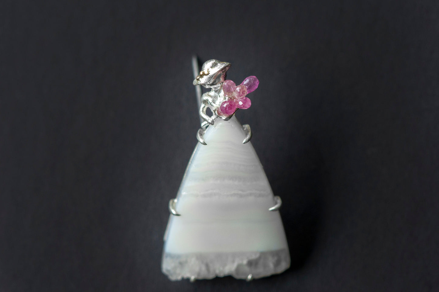 Lady with bouquet brooch and necklace