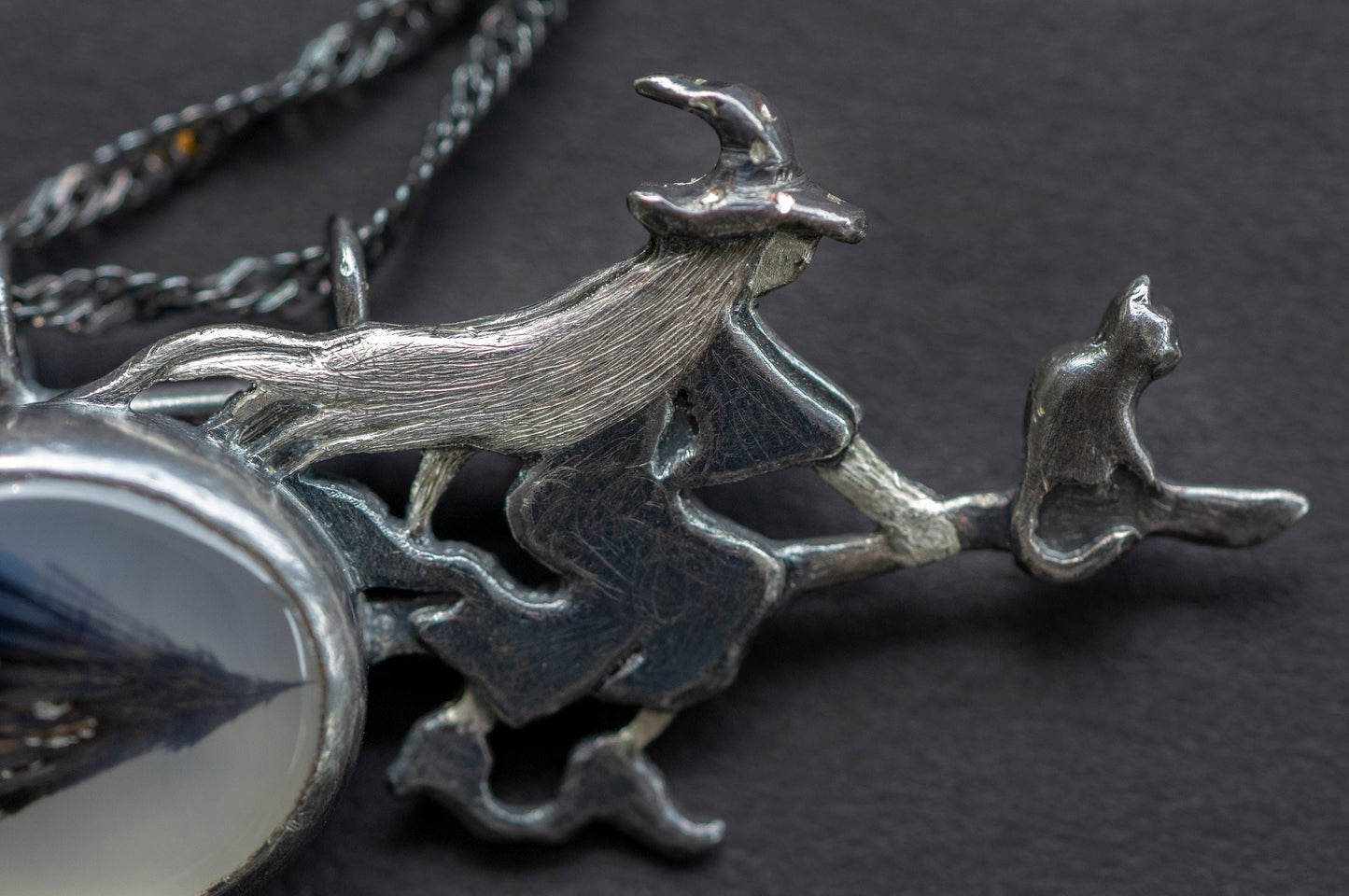 Cici the witch dendritic agate brooch and necklace, one of a kind