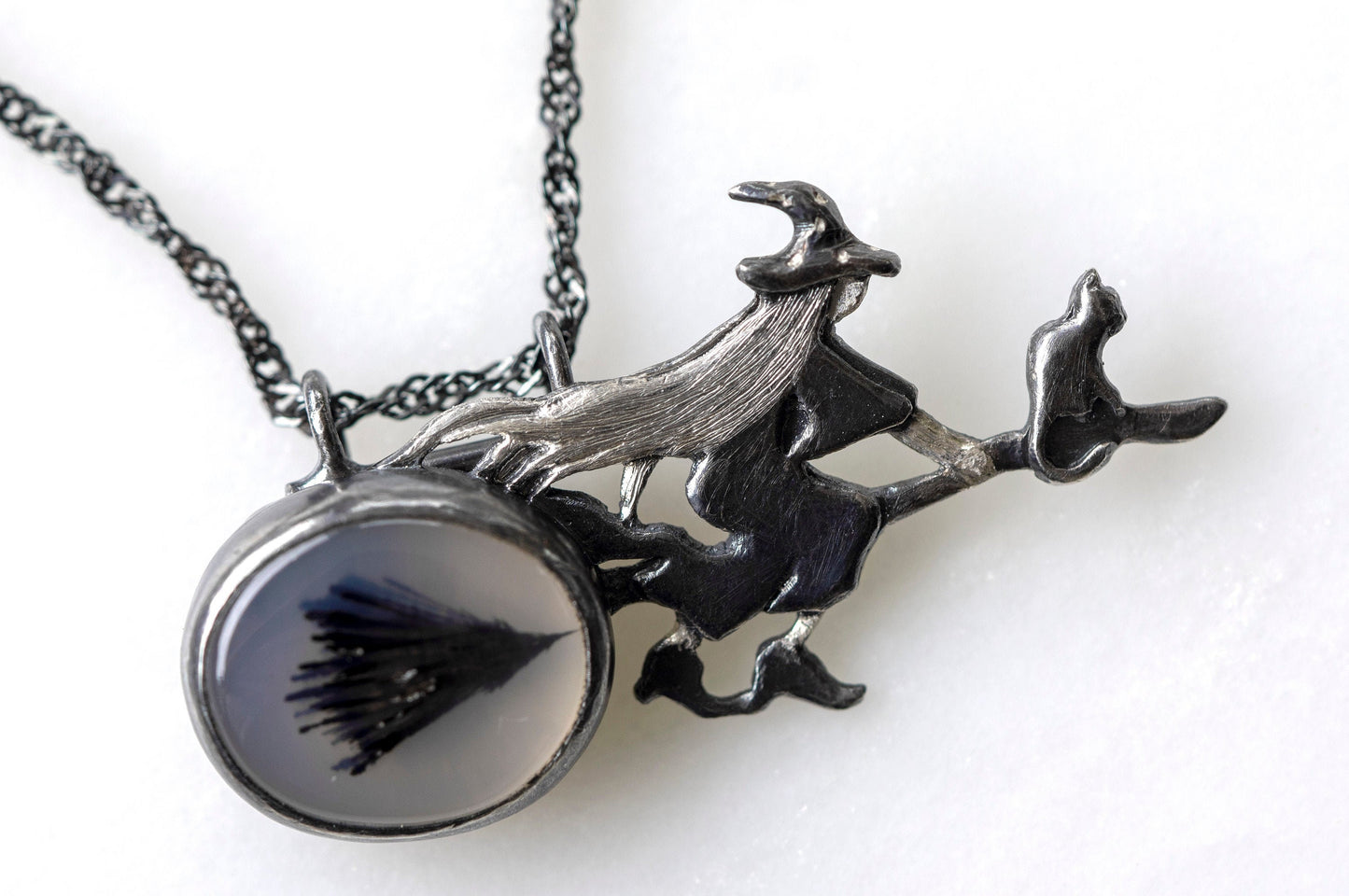 Cici the witch dendritic agate brooch and necklace, one of a kind