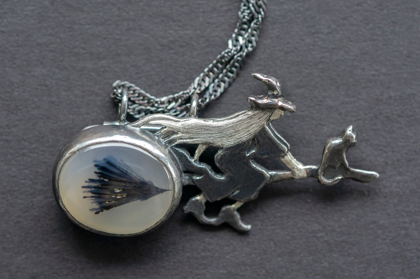 Cici the witch dendritic agate brooch and necklace, one of a kind