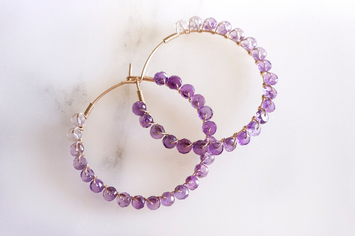 Ombre amethyst hoop earrings