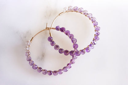 Ombre amethyst hoop earrings