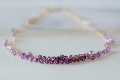 Amethyst gold filled cluster necklace