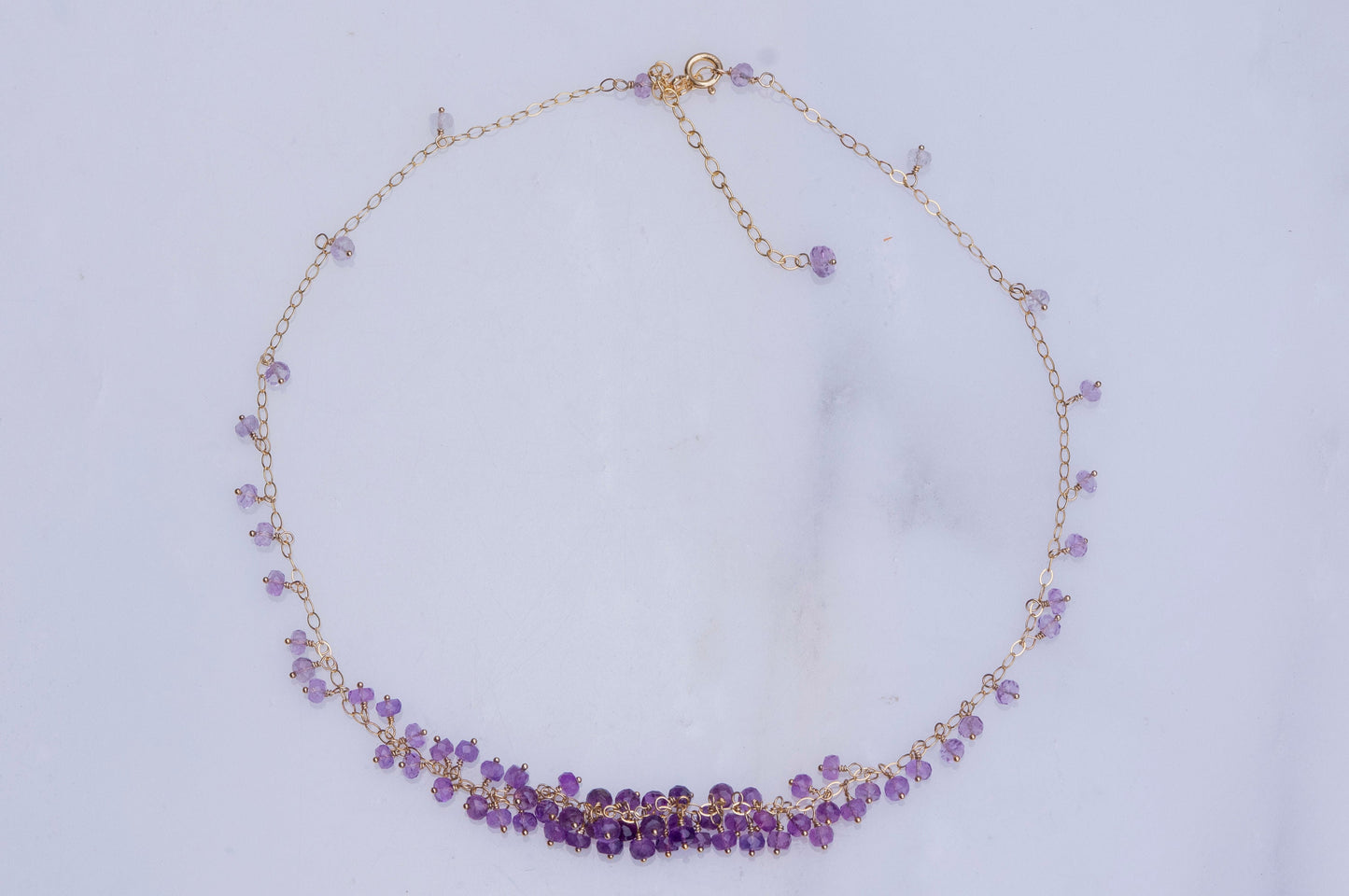 Amethyst gold filled cluster necklace