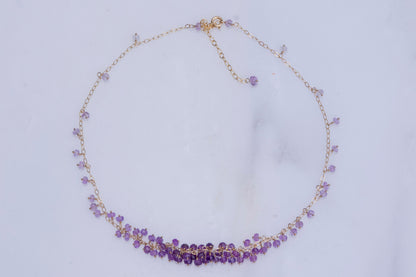Amethyst gold filled cluster necklace