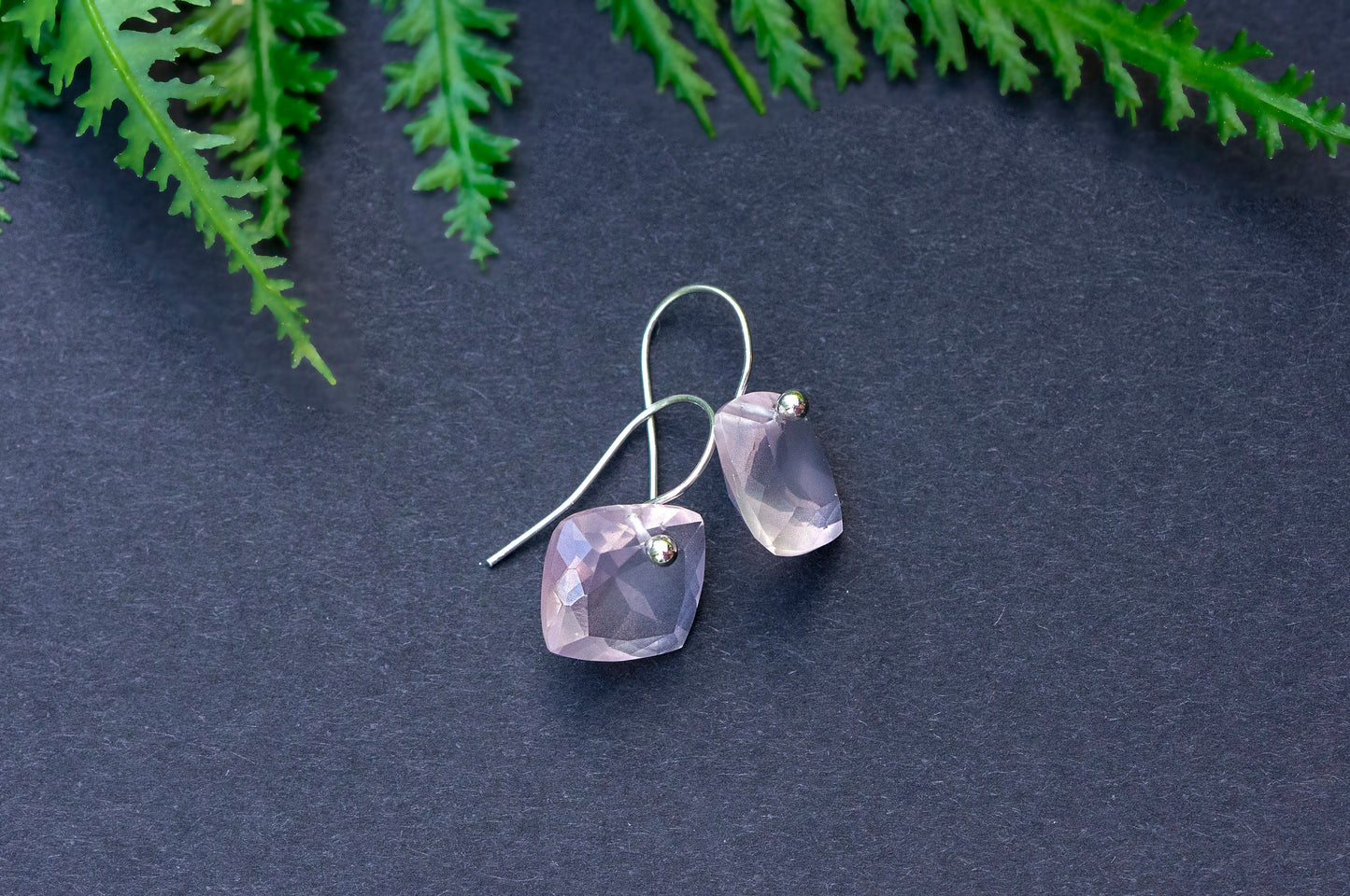 Rose quartz minimalist dangle earrings