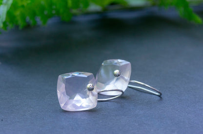 Rose quartz minimalist dangle earrings