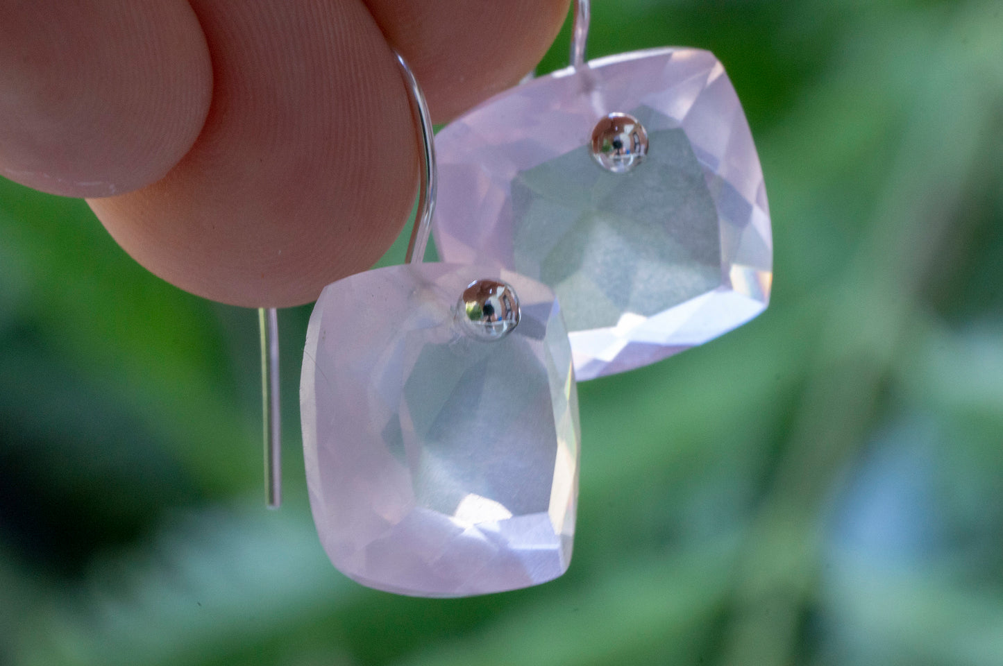 Rose quartz minimalist dangle earrings