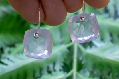 Rose quartz minimalist dangle earrings