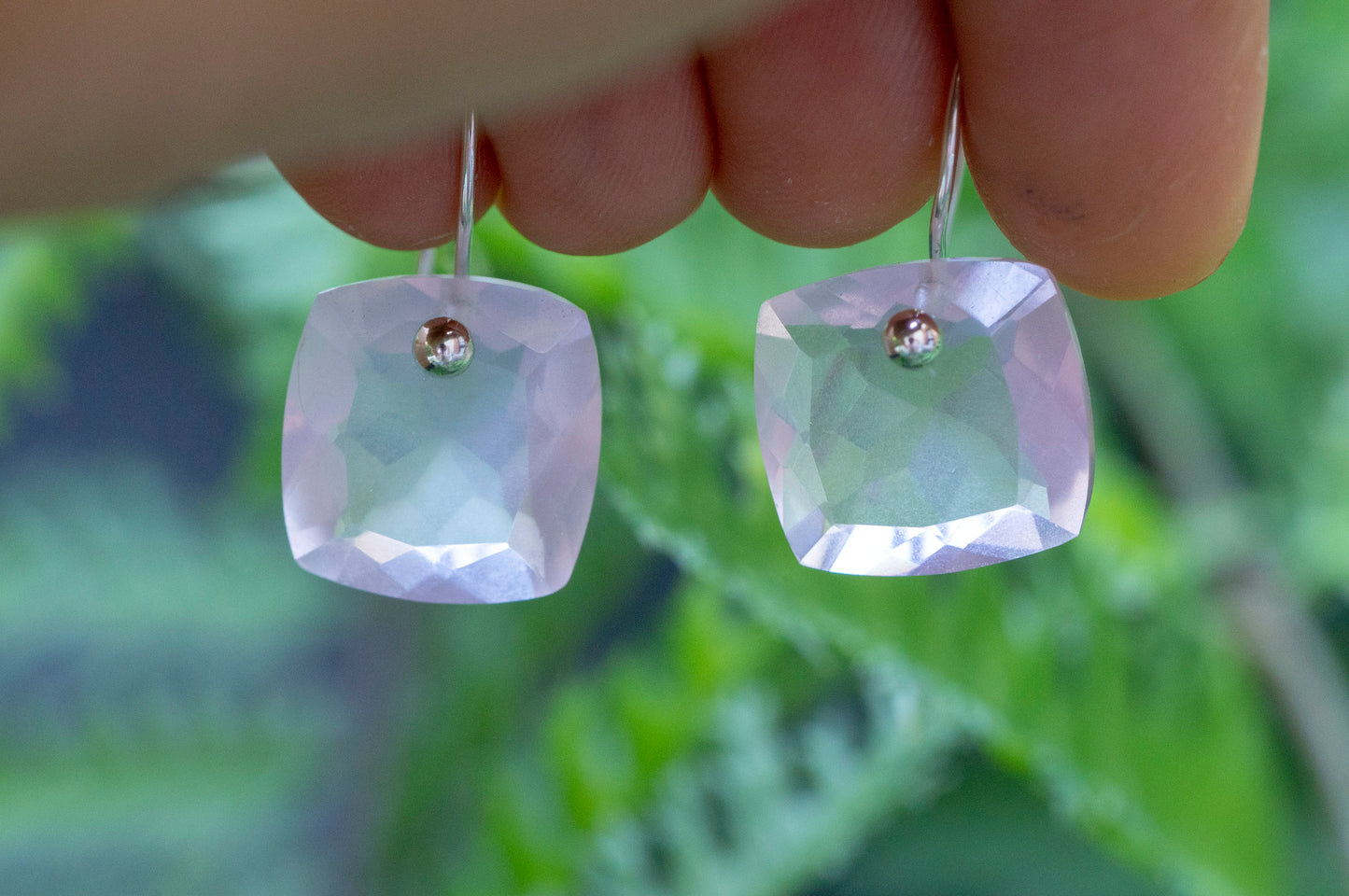 Rose quartz minimalist dangle earrings