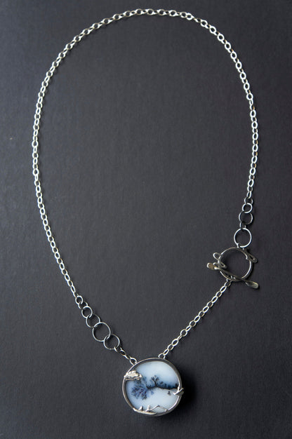 "Row your boat" dendritic agate brooch and necklace