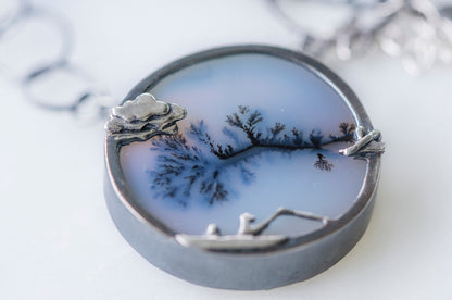 "Row your boat" dendritic agate brooch and necklace