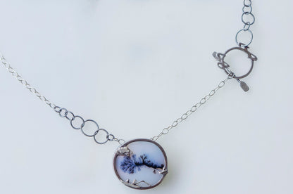 "Row your boat" dendritic agate brooch and necklace