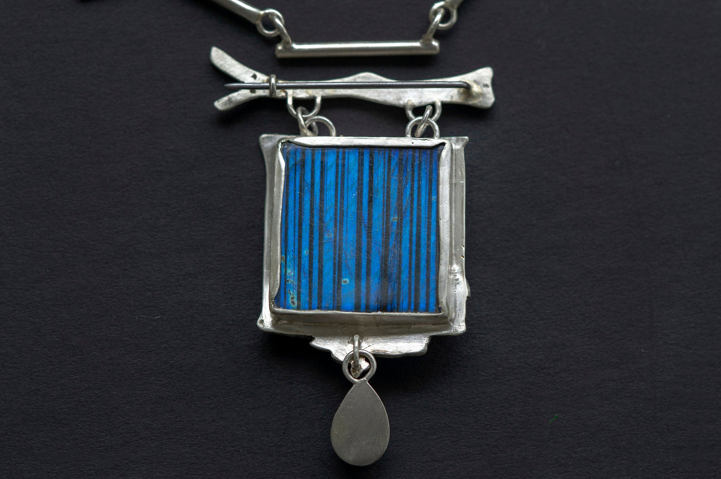 Deer in magical world, Labradorite brooch and necklace, one of a kind